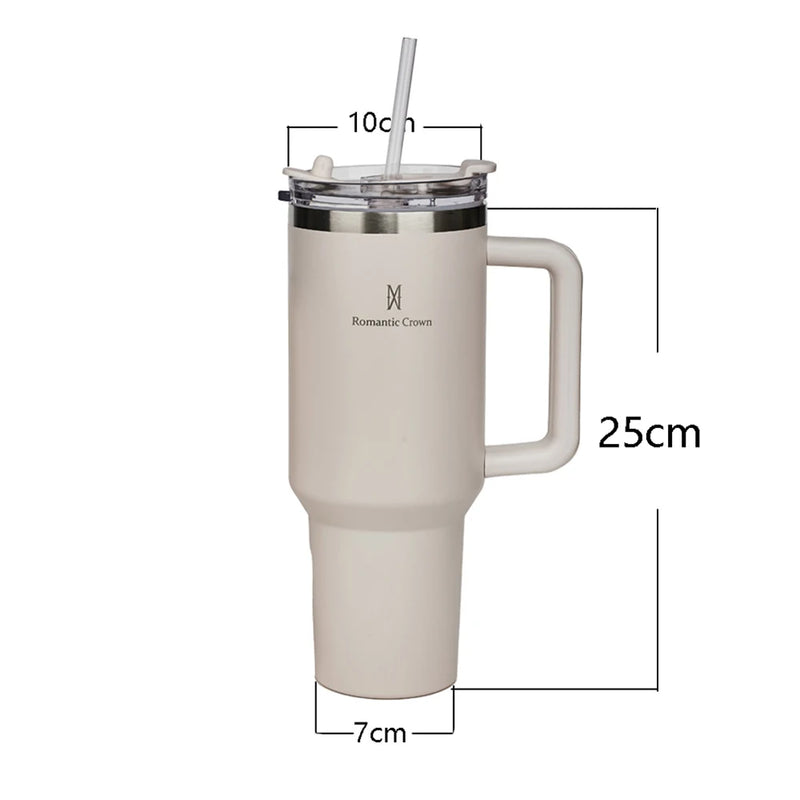 Copo Térmico 1,2L com Canudo – Inox 304, Tampa 2 em 1, Alta Isolação