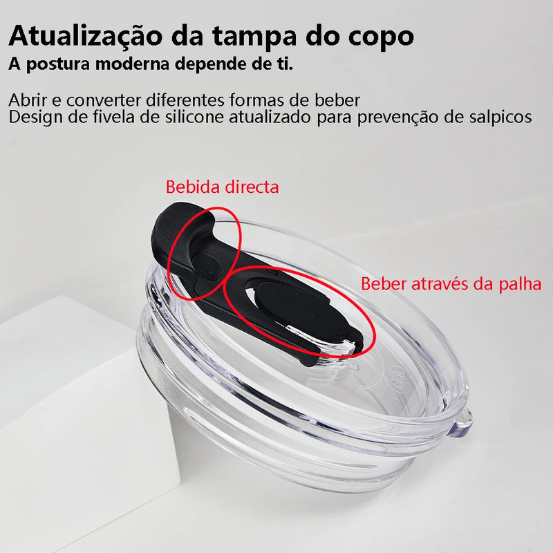 Copo Térmico 1,2L com Canudo – Inox 304, Tampa 2 em 1, Alta Isolação