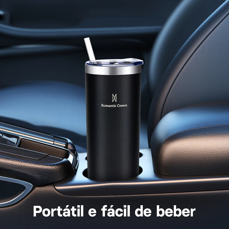 Copo Térmico 1,2L com Canudo – Inox 304, Tampa 2 em 1, Alta Isolação