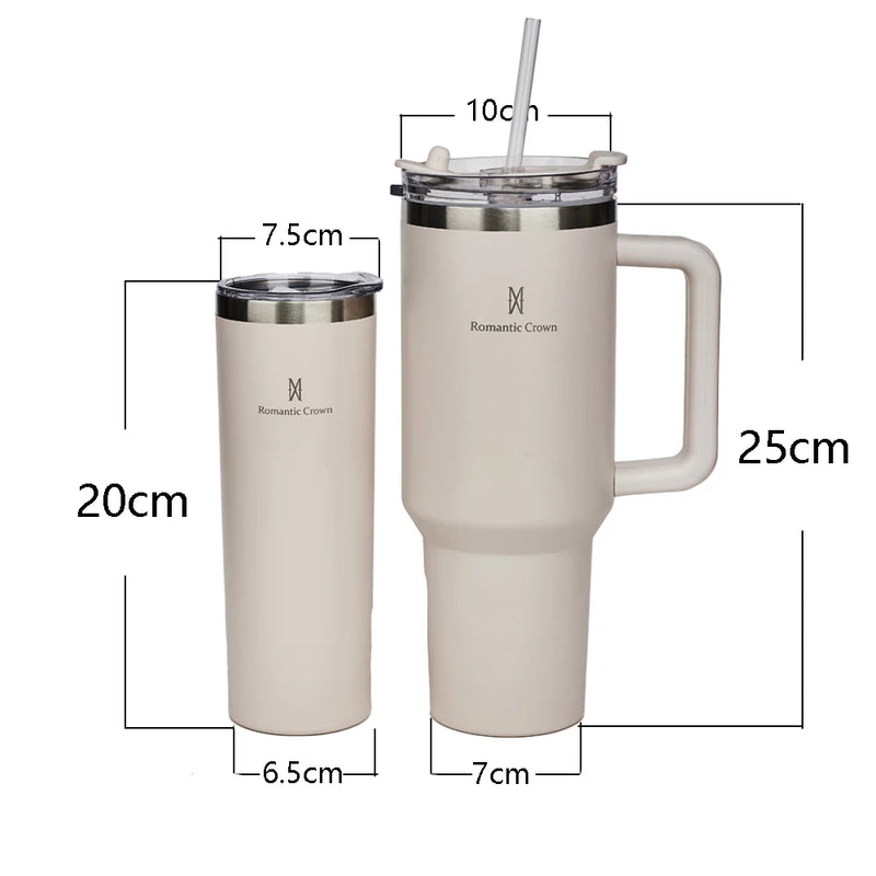 Copo Térmico 1,2L com Canudo – Inox 304, Tampa 2 em 1, Alta Isolação