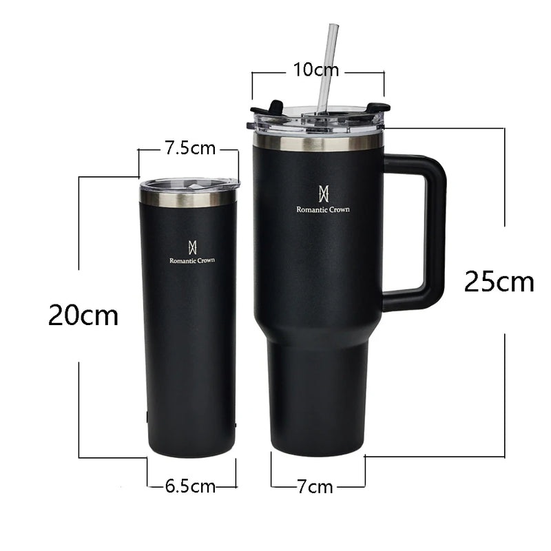 Copo Térmico 1,2L com Canudo – Inox 304, Tampa 2 em 1, Alta Isolação