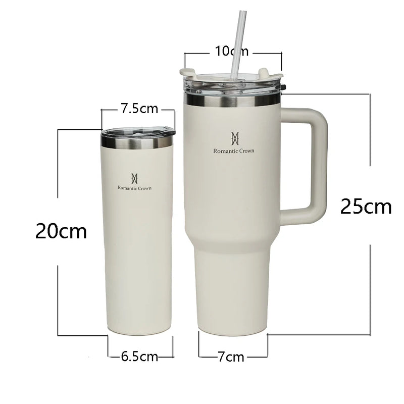 Copo Térmico 1,2L com Canudo – Inox 304, Tampa 2 em 1, Alta Isolação