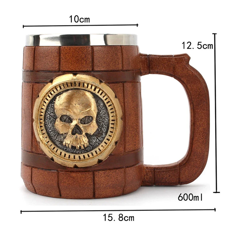 Caneca Viking Estilo Madeira com Isolamento Térmico – 500ml
