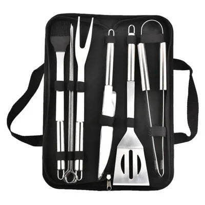 Kit Churrasco Completo com Bolsa – em Aço Inoxidável para Assados e Grelhados