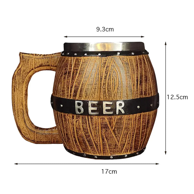 Caneca Viking Estilo Madeira com Isolamento Térmico – 500ml