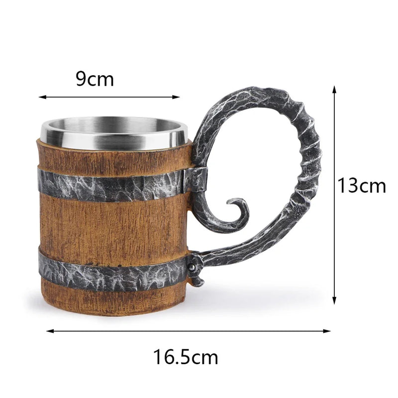 Caneca Viking Estilo Madeira com Isolamento Térmico – 500ml