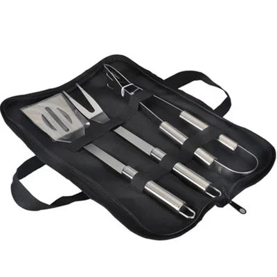 Kit Churrasco Completo com Bolsa – em Aço Inoxidável para Assados e Grelhados