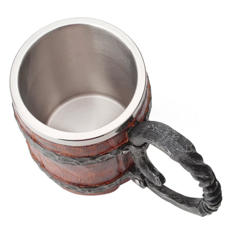 Caneca Viking Estilo Madeira com Isolamento Térmico – 500ml
