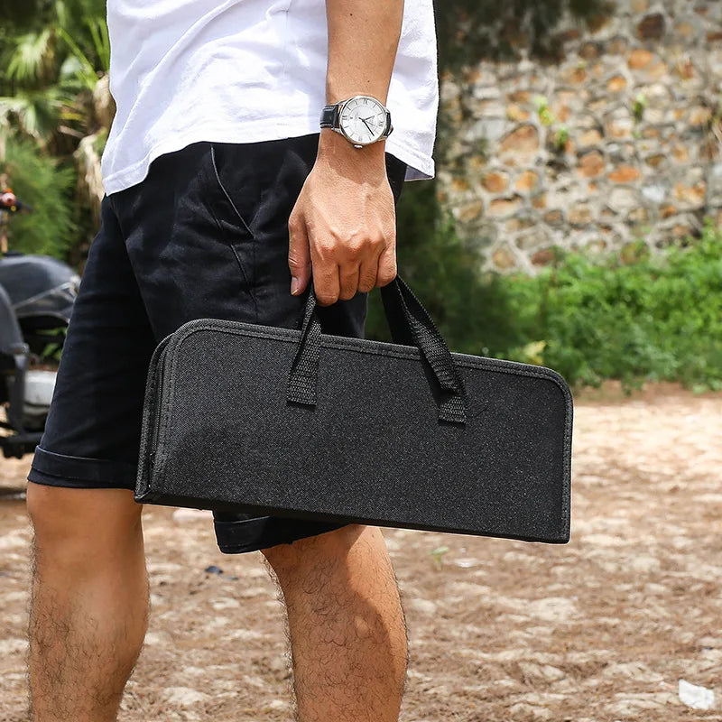 Kit Churrasco Completo com Bolsa – em Aço Inoxidável para Assados e Grelhados